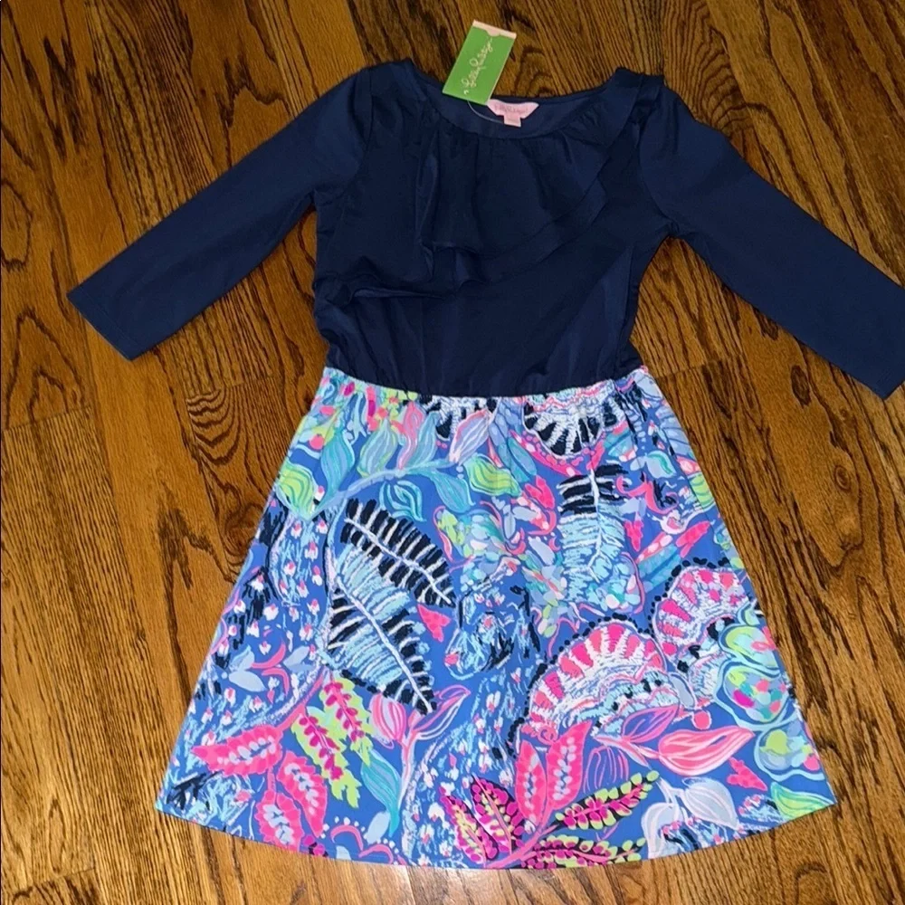 Lilly Pulitzer girls hazel dress in multi fantasy Garden size large NWT